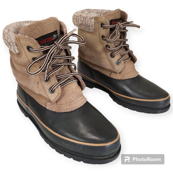 Cherokee Cabincore Duck Boots Brown Lined Steel Shank ThermoLite Snow Boots Sz 8 - Picture 1 of 10